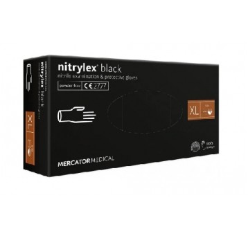 Rękawice nitrylex BLACK CZARNE bezpudrow 100szt XL