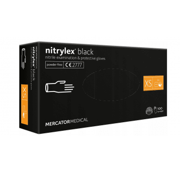 Rękawice nitrylex BLACK CZARNE bezpudrow 100szt XS