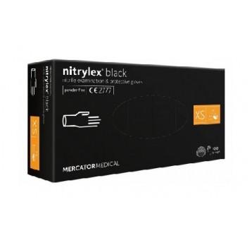 Rękawice nitrylex BLACK CZARNE bezpudrow 100szt XS