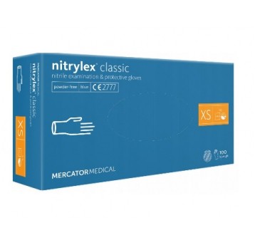 Rękawice nitrylex CLASSIC niebieskie bez 100szt XS