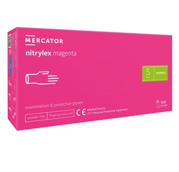 Rękawice nitrylex MAGENTA bezpudr 100szt S