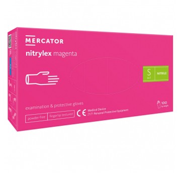 Rękawice nitrylex MAGENTA bezpudr 100szt S
