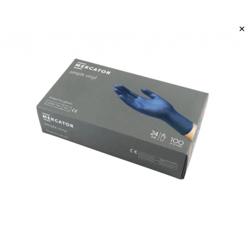 Rękawice vinyl SIMPLE roz S niebies bezpudr 100szt