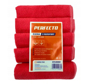 Ścierka mikrofibra 30x30 220g PERFECTO czerwo 5szt
