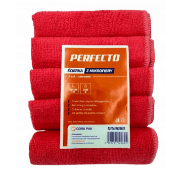 Ścierka mikrofibra 30x30 220g PERFECTO czerwo 5szt