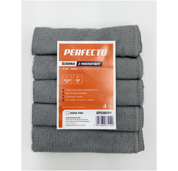 Ścierka mikrofibra 30x30 220g PERFECTO szara 5szt