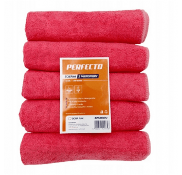 Ścierka mikrofibra 40x40 220g PERFECTO czerwo 5szt