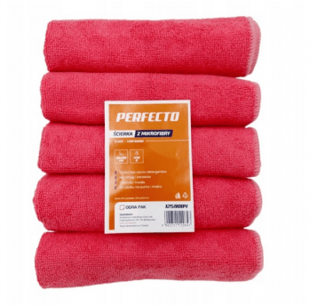 Ścierka mikrofibra 40x40 220g PERFECTO czerwo 5szt