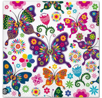 Serwetka 33x33 wzór 3W COLOR BUTTERLIES 20szt /12