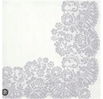 Serwetka 33x33 wzór 3W LACY FRAME SILVER 20szt /12