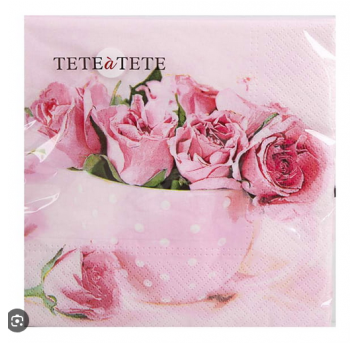 Serwetka 33x33 wzór 3W ROSES IN A CUP 20szt /12