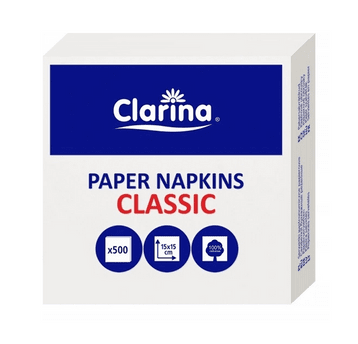 Serwetka cięta 15x15 CLARINA 500szt BIAŁA /60