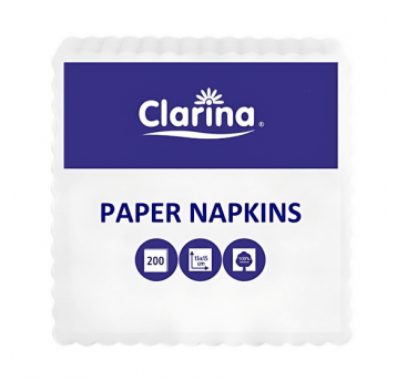 Serwetka ząbkowana 15x15 CLARINA 200szt BIAŁA /60