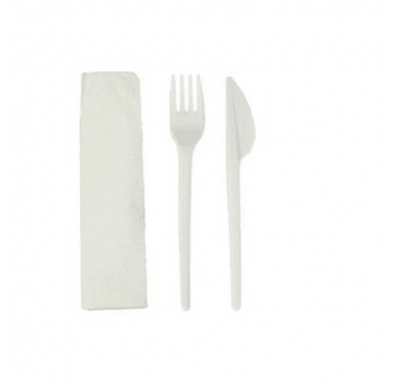 SET BIAŁE Serwetka + widelec + nóż 350szt