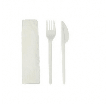 SET BIAŁE Serwetka + widelec + nóż 350szt