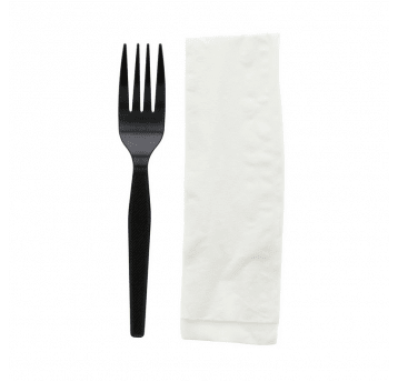SET CZARNY Serwetka + widelec 250szt