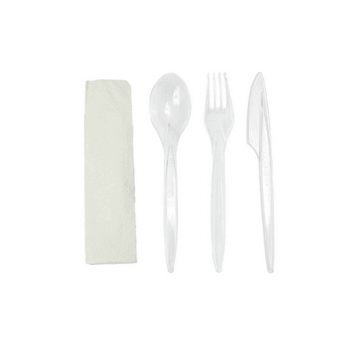 SET TRANSP Serwetka + widelec + nóż + łyżka 250szt