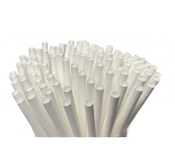 Słomka papierowa 6x197mm BIAŁA 250szt
