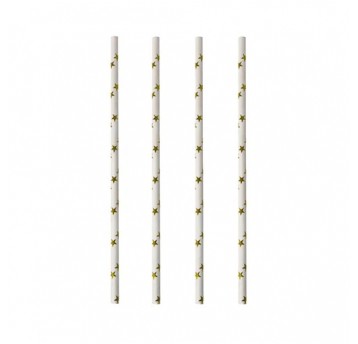 Słomka papierowa 6x200mm wzór GWIAZDKI 25szt
