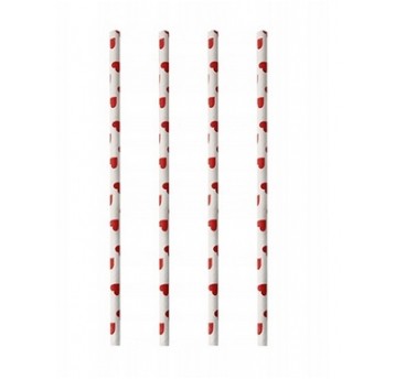Słomka papierowa 6x200mm wzór SERCA 100szt