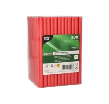 Słomka papierowa 7x150mm CZERWONA 200szt /8