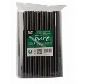 Słomka papierowa 8x210mm CZARNA 100szt