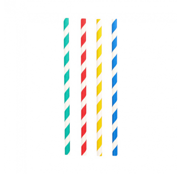 Słomka papierowa 8x210mm PASKI MIX 100szt /10