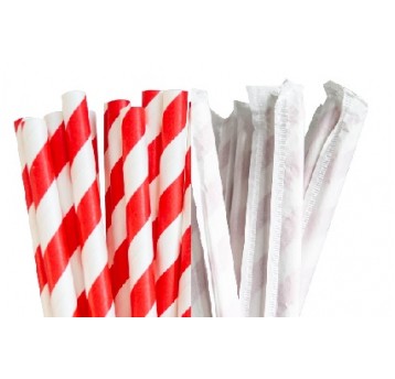 Słomka papierowa ETUI 8x197mm PASK CZERWONA 200szt