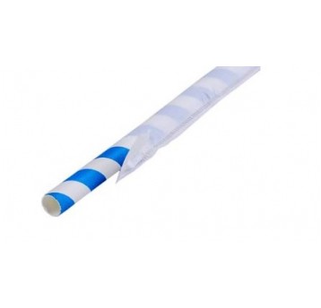 Słomka papierowa ETUI 8x197mm PASK NIEBIESKA 200sz