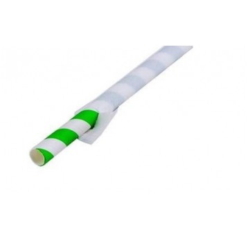 Słomka papierowa ETUI 8x197mm PASKI ZIELONA 200szt