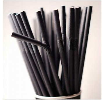 Słomka papierowa łamana 7x220mm CZARNA 250szt