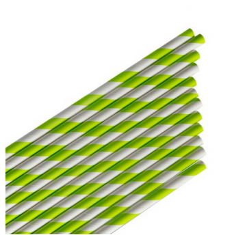 Słomka papierowa x200mm PASKI LIMONKA 144szt