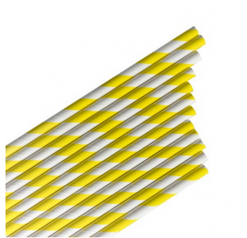 Słomka papierowa x200mm PASKI ŻÓŁTE 144szt