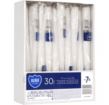 Świeca STOŻEK AURA S30 BIAŁA 1szt /30