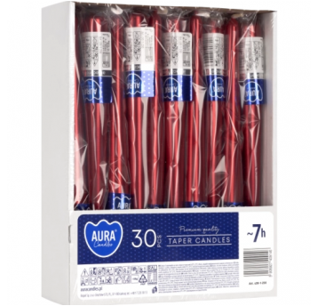 Świeca STOŻEK AURA S30 METALICZN CZERWONY 1szt /30