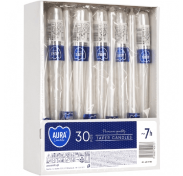 Świeca STOŻEK AURA S30 METALICZNA BIEL 1szt /30