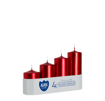 Świeca walec 4 STOPNIE AURA 5 x 7-13cm MET CZERWON