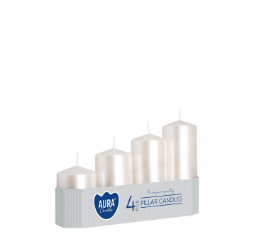 Świeca walec 4 STOPNIE AURA 5 x 7-13cm PERŁOWA