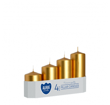 Świeca walec 4 STOPNIE AURA 5 x 7-13cm ZŁOTA / 6