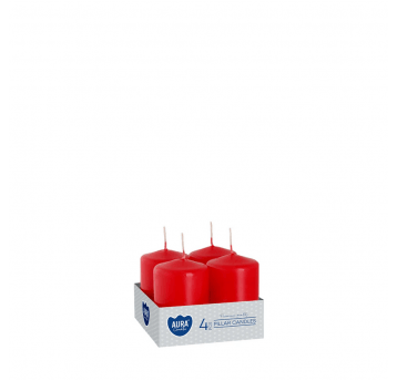 Świeca wotywna AURA 4 x 6cm 4szt CZERWONA