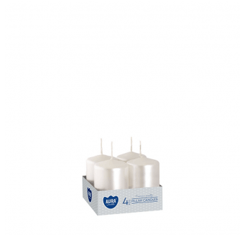 Świeca wotywna AURA 4 x 6cm 4szt PERŁOWA BIEL