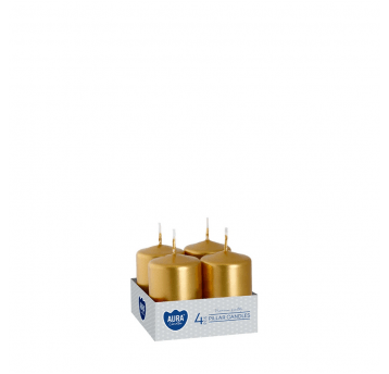 Świeca wotywna AURA 4 x 6cm 4szt ZŁOTA