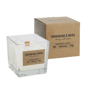 Świeca zapach drewniany knot Trawa Cytrynowa Zioła