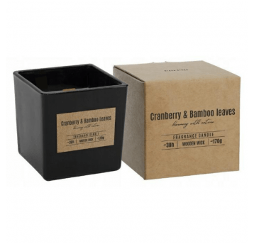 Świeca zapach drewniany knot Żurawina Bambus