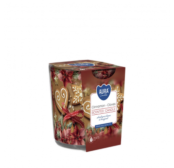 Świeca zapach nadruk AURA Cynamon Gożdziki