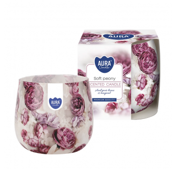 Świeca zapach nadruk AURA Delikatna Piwonia