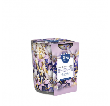 Świeca zapach nadruk AURA Irys Czarna Porzeczka