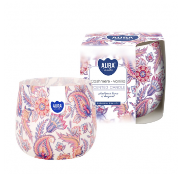 Świeca zapach nadruk AURA Kaszmir Wanilia