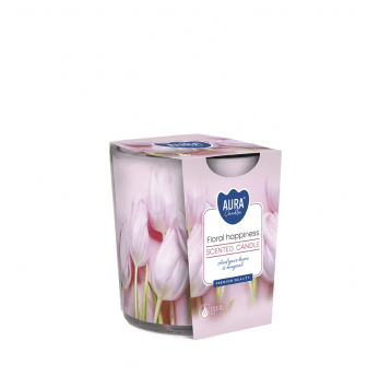 Świeca zapach nadruk AURA Kwiatowa Radość