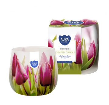 Świeca zapach nadruk AURA Kwiaty